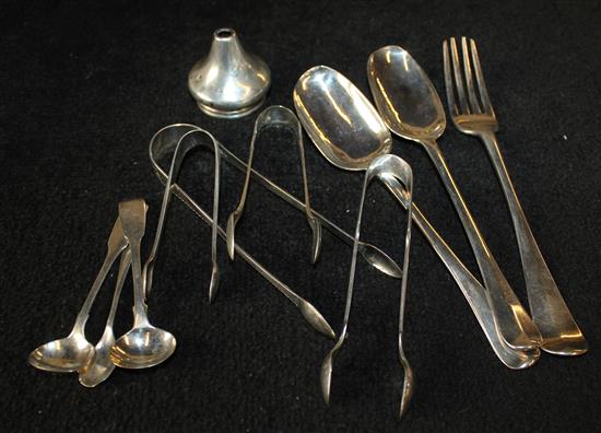 Silver flatware and 2 plated tongs